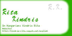 rita kindris business card